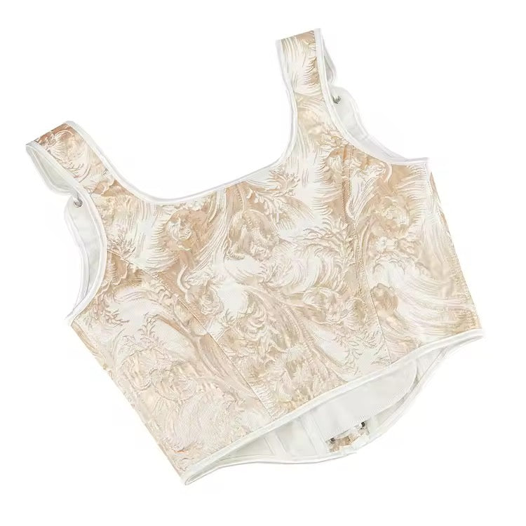 White Rose Fairycore Cropped Corset Top