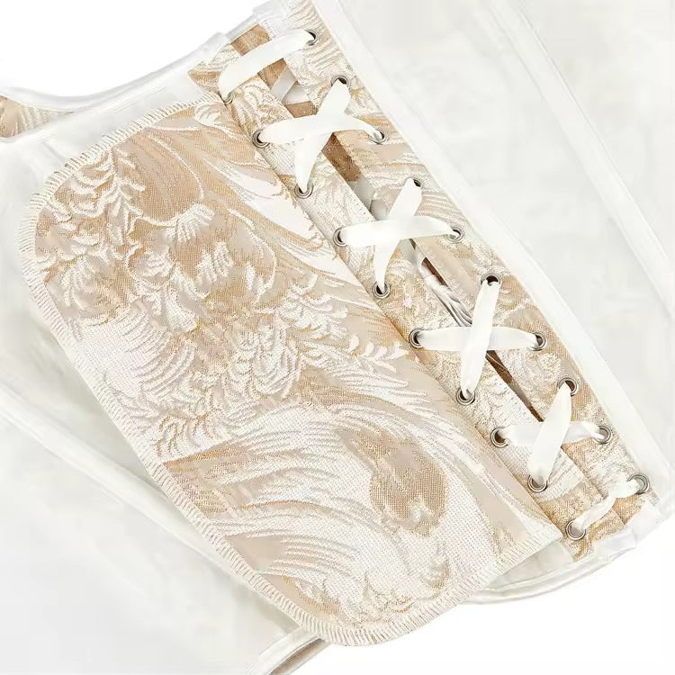 White Rose Fairycore Cropped Corset Top