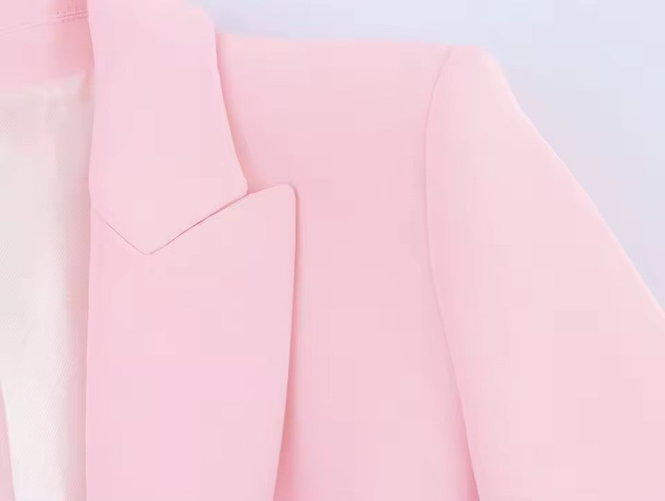 Pink Oversized Kawaii Feather Fluff Blazer Jacket