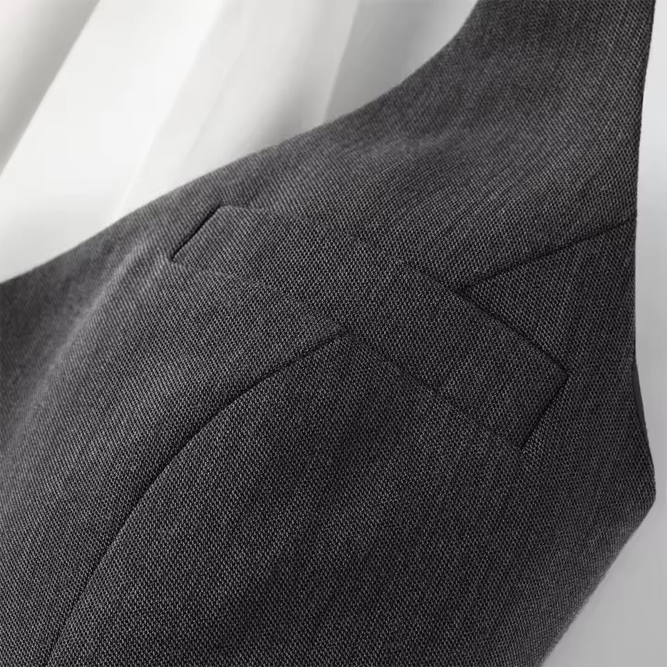 Grey Goth Kawaii Bow Suit Vest Top