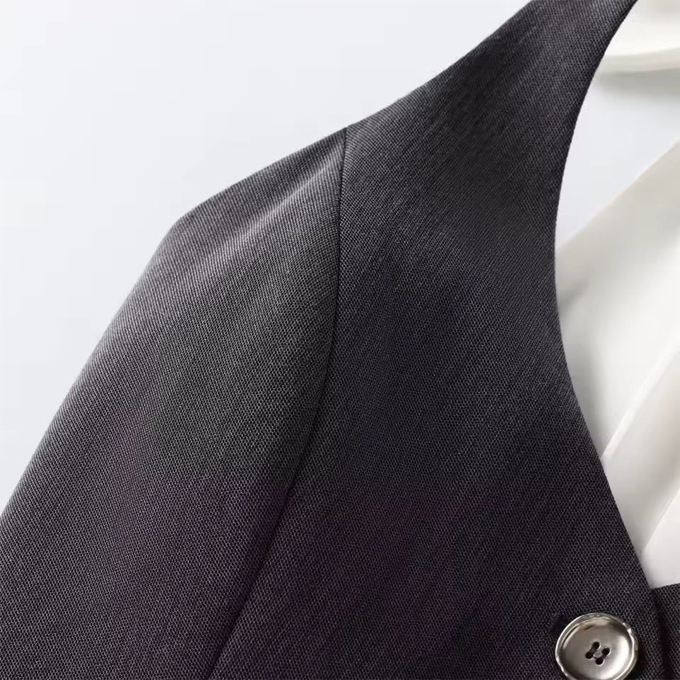 Grey Goth Kawaii Bow Suit Vest Top