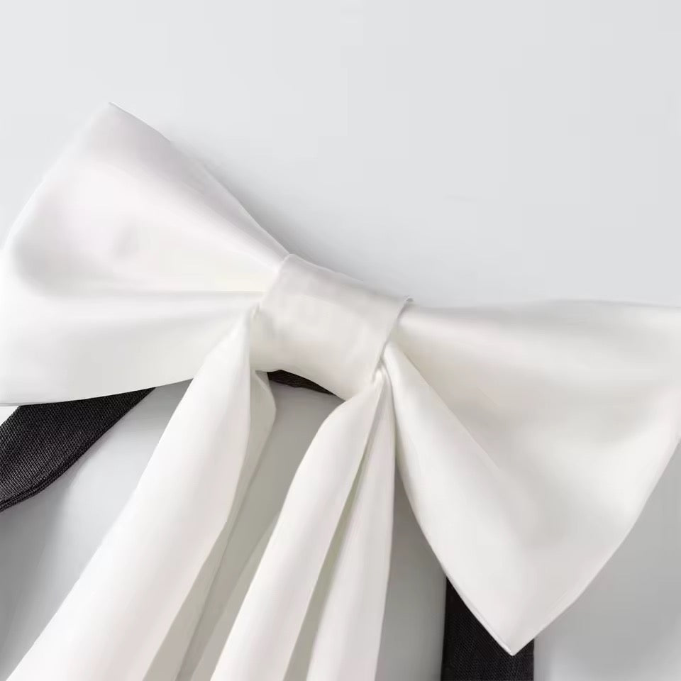 Grey Goth Kawaii Bow Suit Vest Top