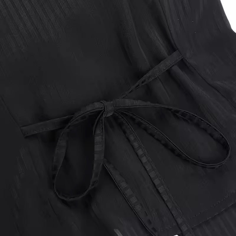 Black Gothic Morticia Collared Striped Blouse Shirt