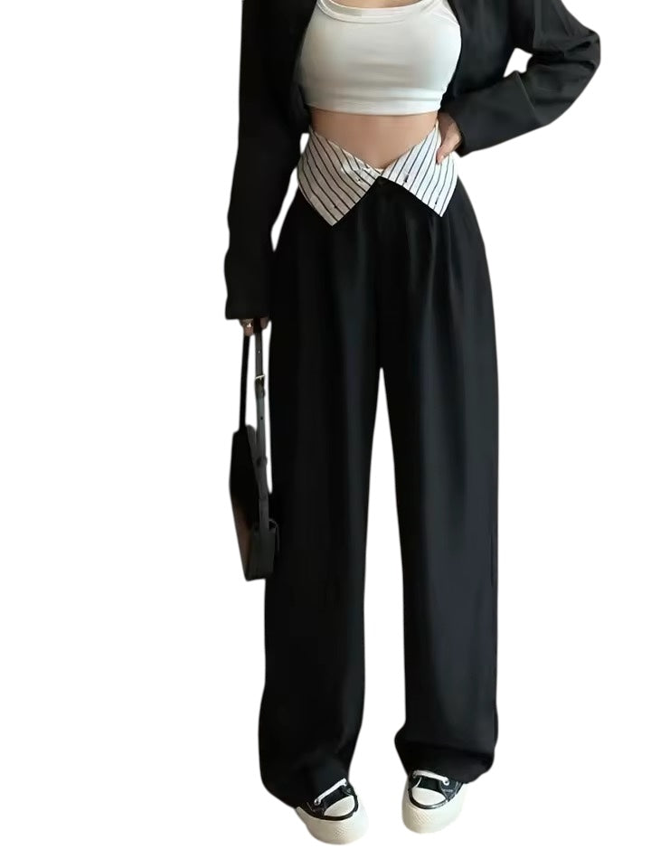 Black Corporate Goth 2 In 1 Wide Leg Suit Trousers