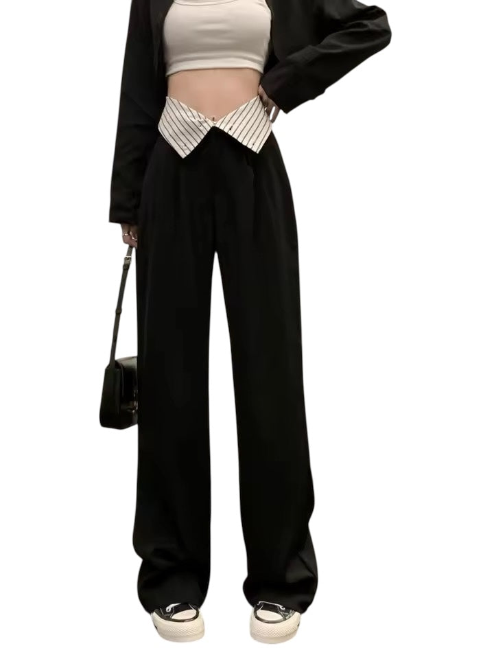 Black Corporate Goth 2 In 1 Wide Leg Suit Trousers