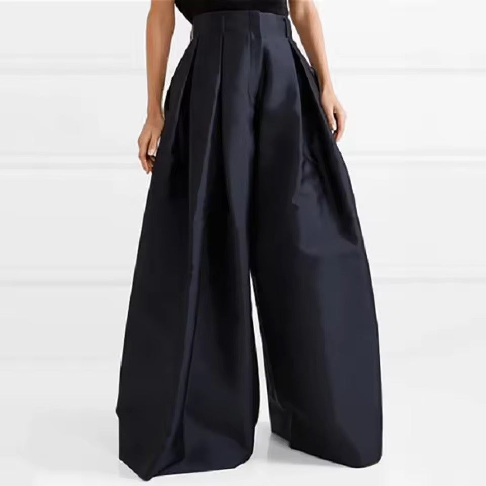 Black Extreme Wide Leg Gothic Suit Trousers