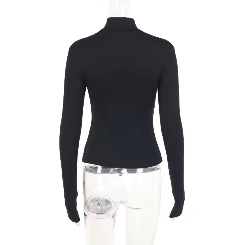 Black Priestess Gothic Mesh Cross Long Sleeve Top