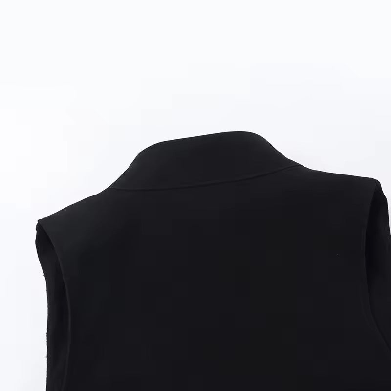 Black Corporate CEO Goth Sleeveless Lace Up Vest Top
