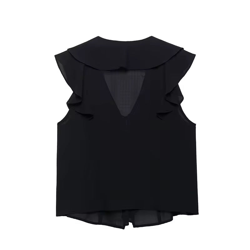 Black Dark Romance 2 Piece Gothic Chiffon Vest Skirt Set
