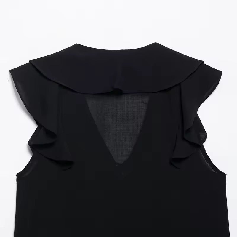 Black Dark Romance 2 Piece Gothic Chiffon Vest Skirt Set