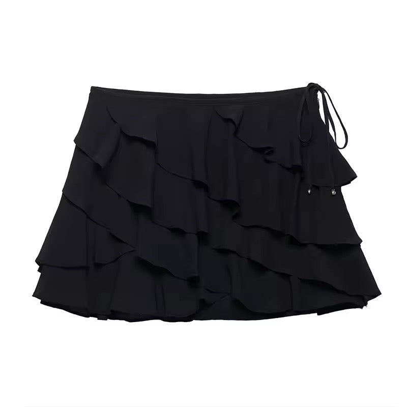 Black Dark Romance 2 Piece Gothic Chiffon Vest Skirt Set
