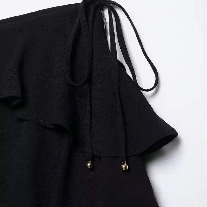 Black Dark Romance 2 Piece Gothic Chiffon Vest Skirt Set