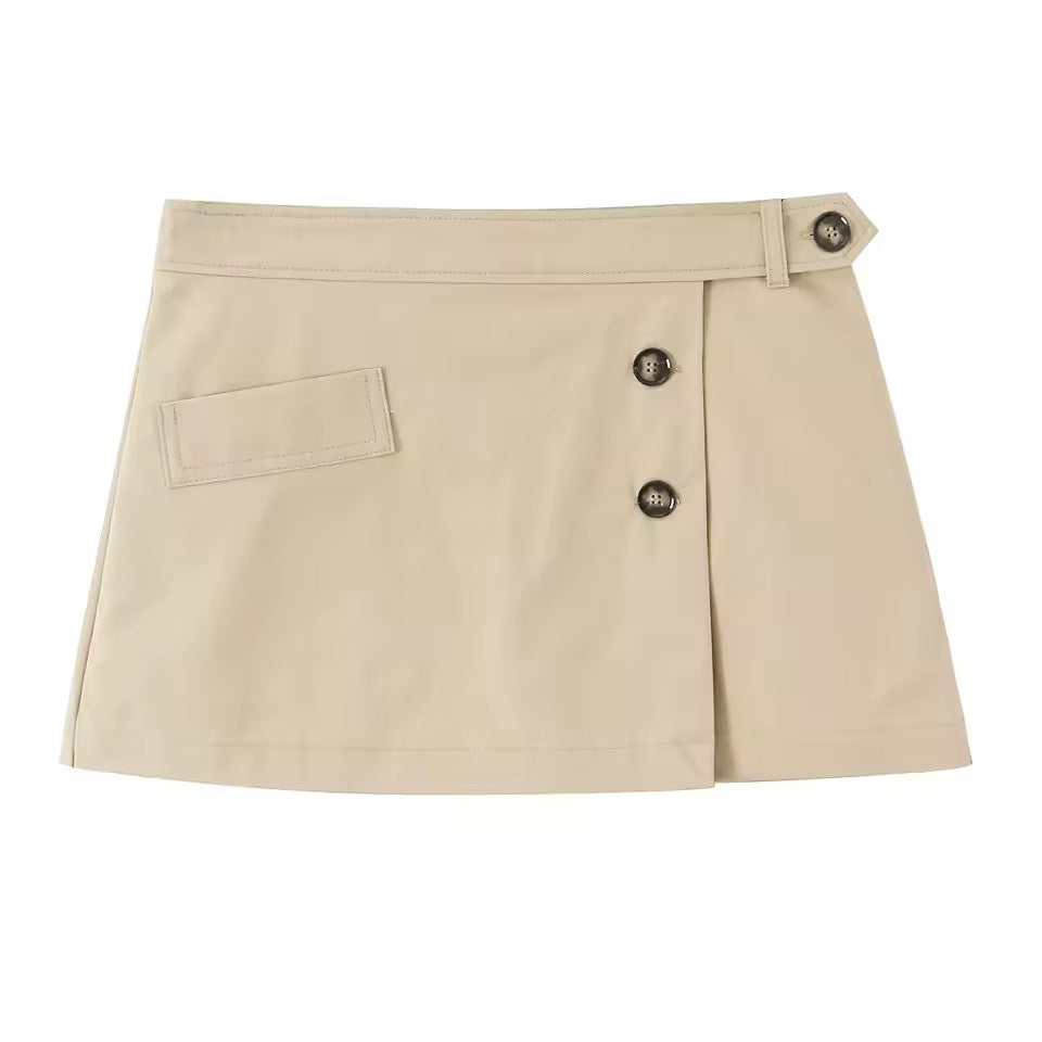 Cream Utility Office 2 Piece Vest Skirt Co-Ord Set