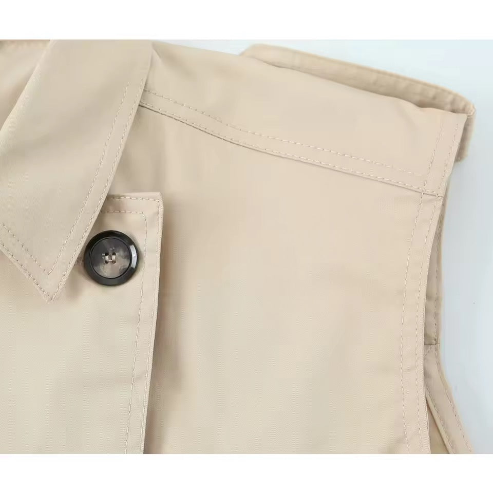 Cream Utility Office 2 Piece Vest Skirt Co-Ord Set
