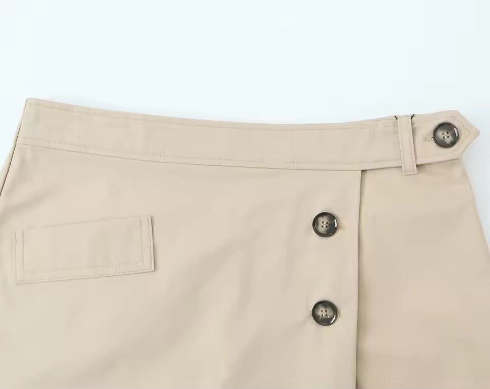 Cream Utility Office 2 Piece Vest Skirt Co-Ord Set