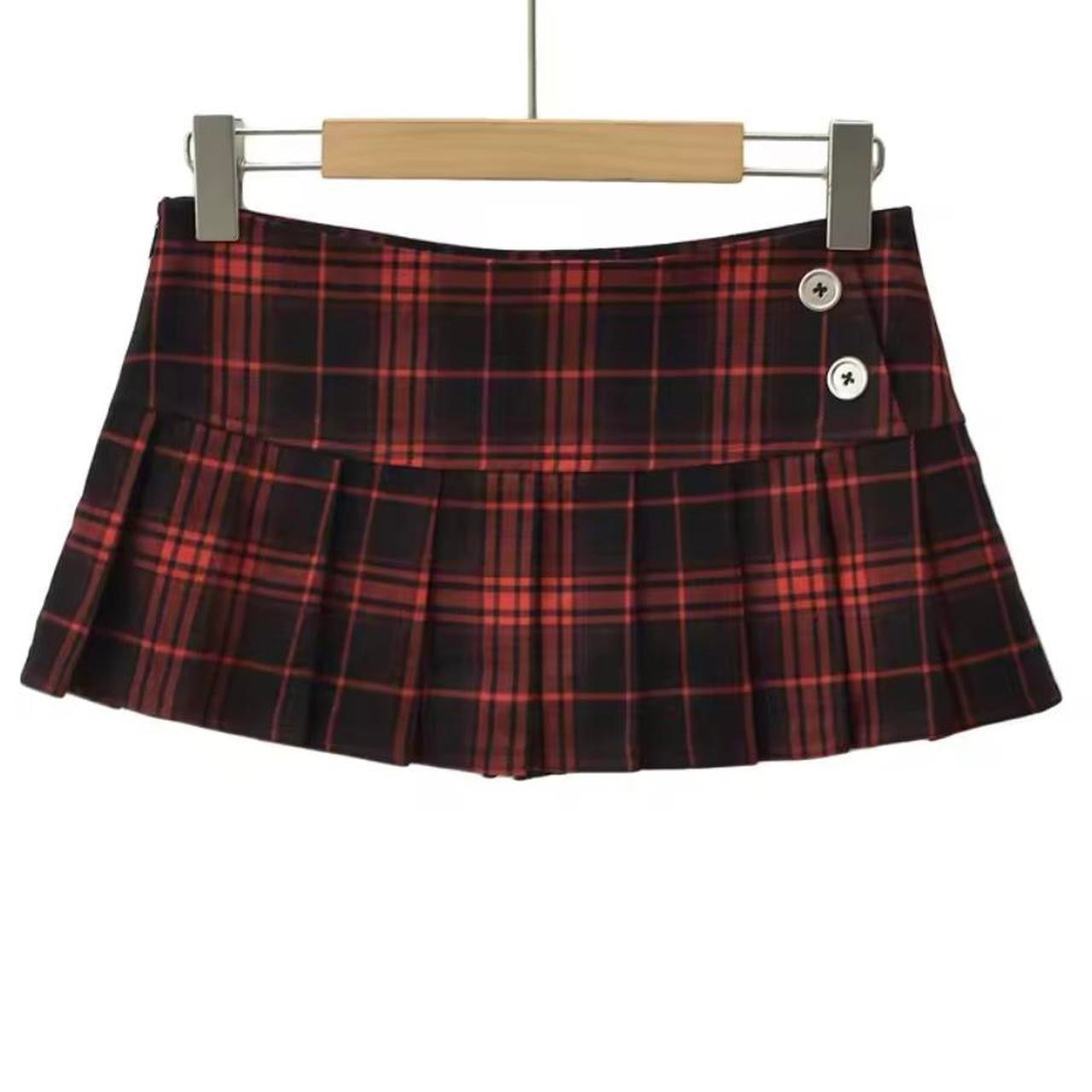 Red And Black Checkered Y2k Grunge Mini Skirt