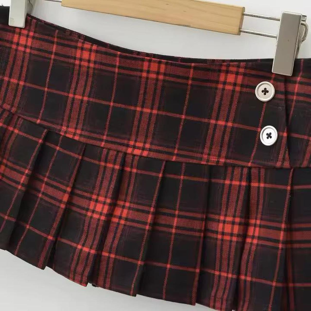 Red And Black Checkered Y2k Grunge Mini Skirt