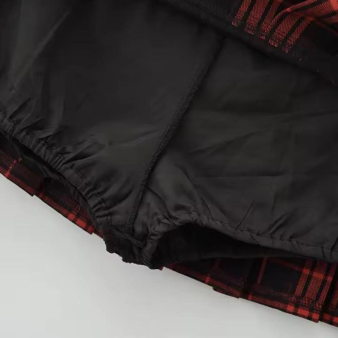 Red And Black Checkered Y2k Grunge Mini Skirt
