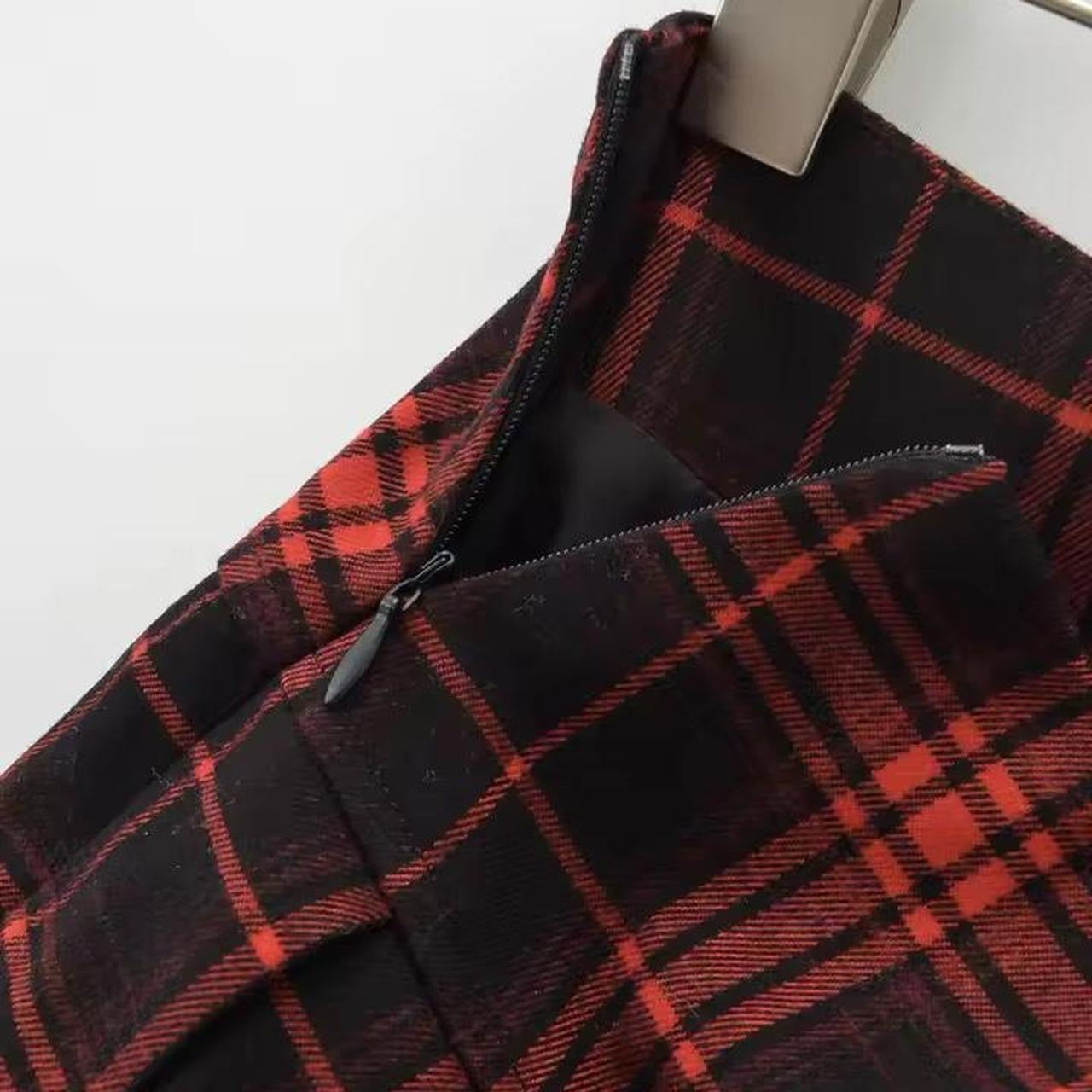 Red And Black Checkered Y2k Grunge Mini Skirt