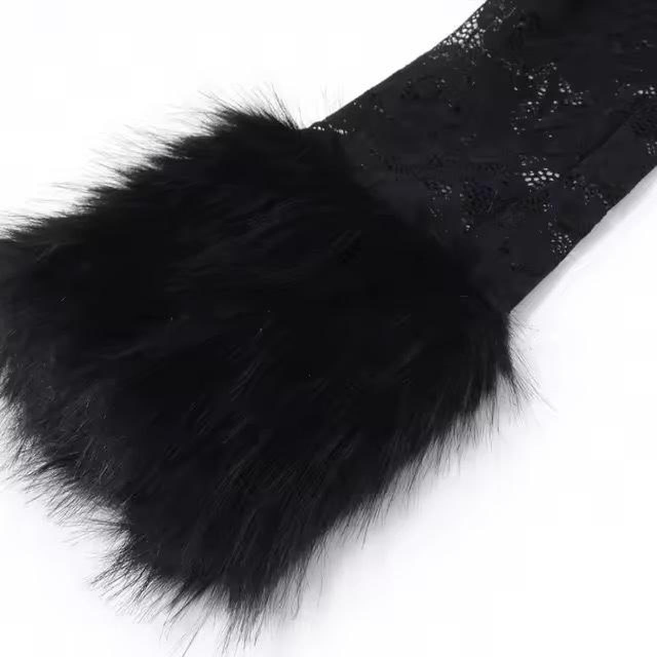 Black Lace Fluffy 2 Piece Blouse And Skirt Clueless Set