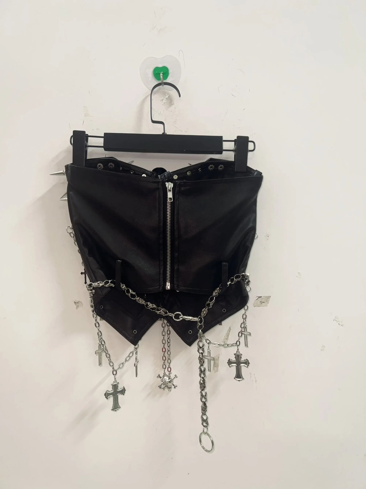 Black Punk Studded Chain Corset Crop Top