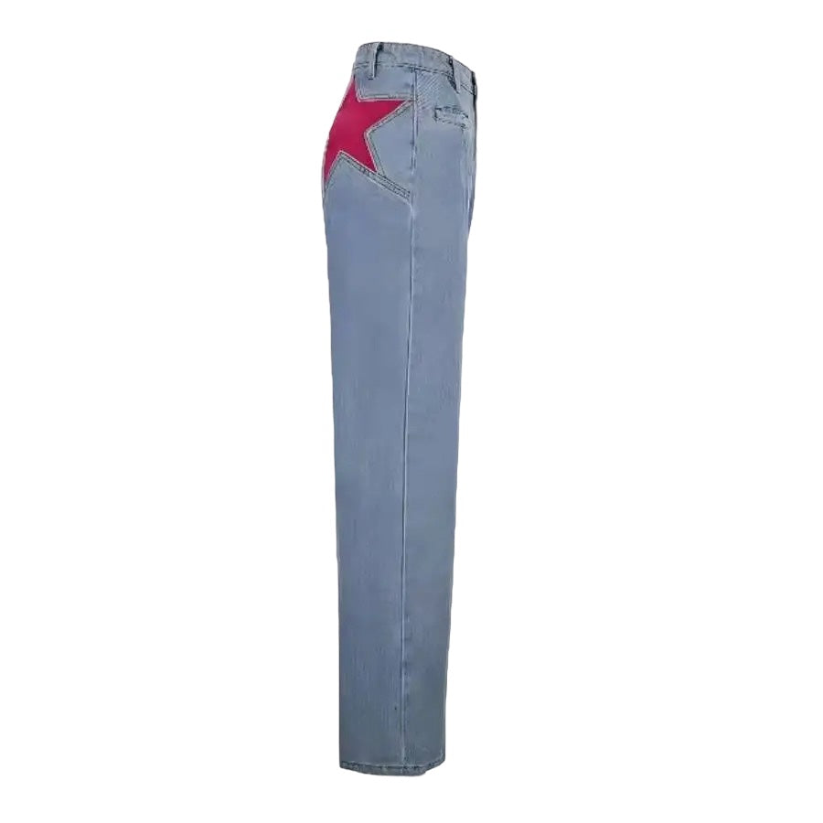 Blue High Waisted Y2k Star Jeans