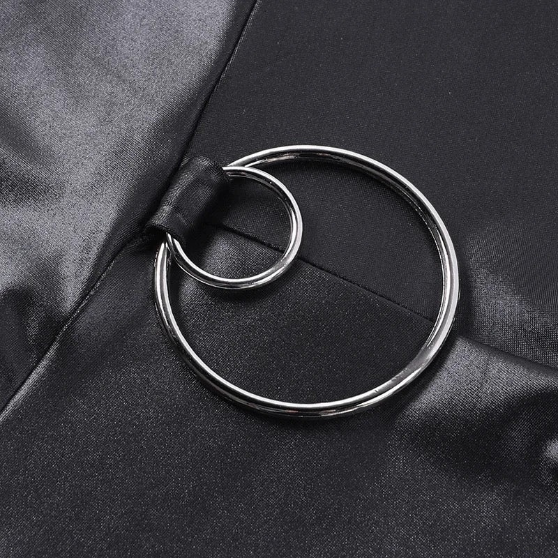 Black Faux Leather Gothic Chain Charm Hot Pant Shorts