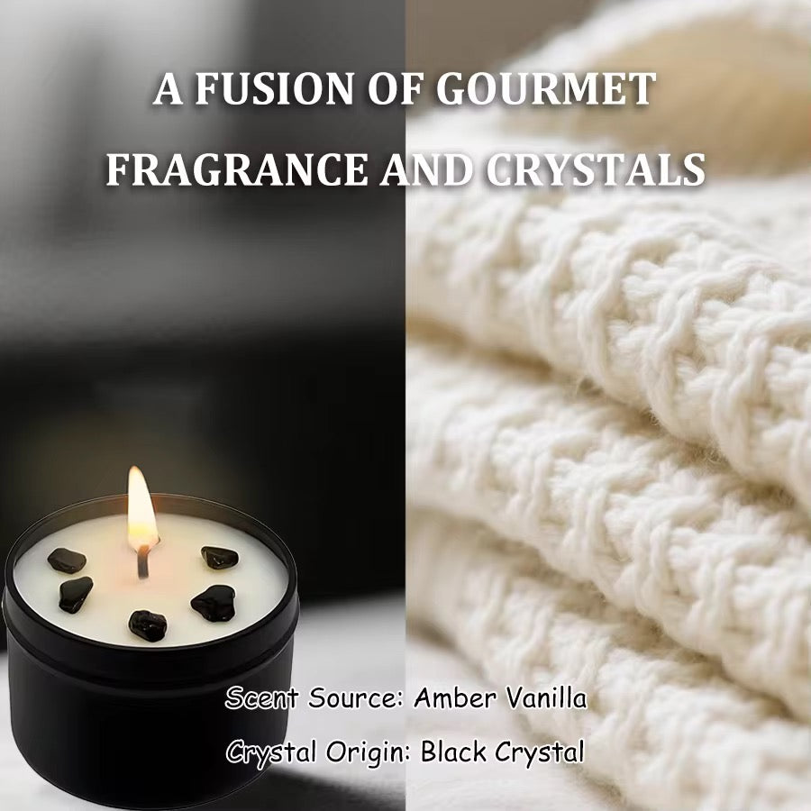 Amber Vanilla Black Crystal Fortress Scented Candle