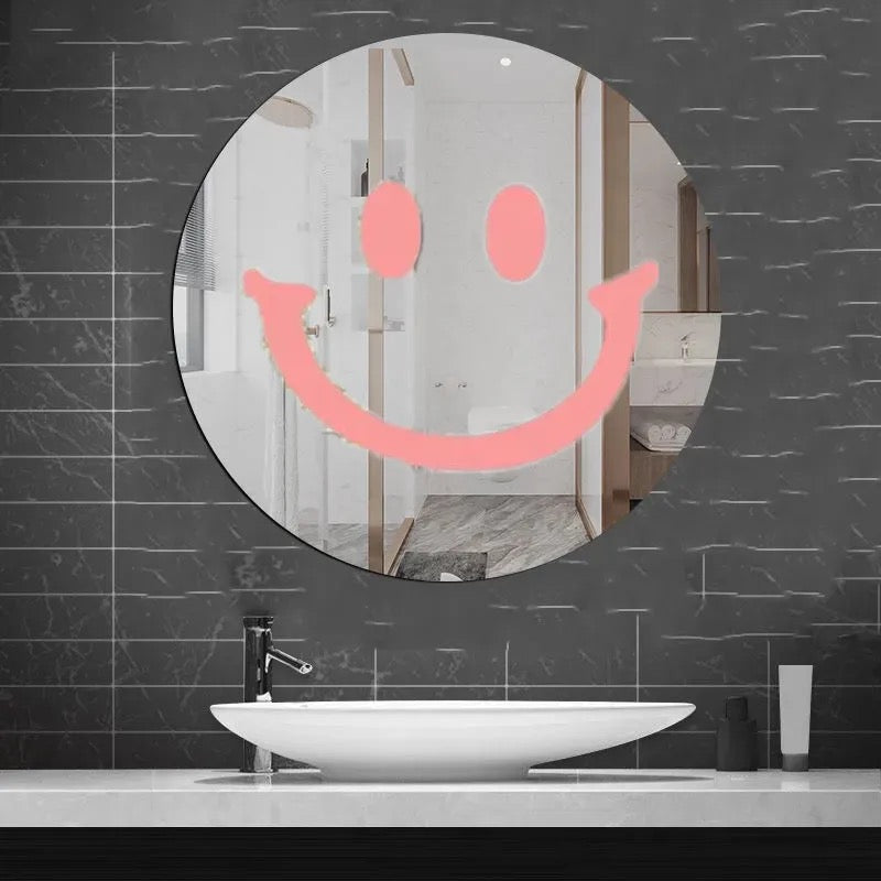 Circle Smiley Face Novelty Maximalist Mirror