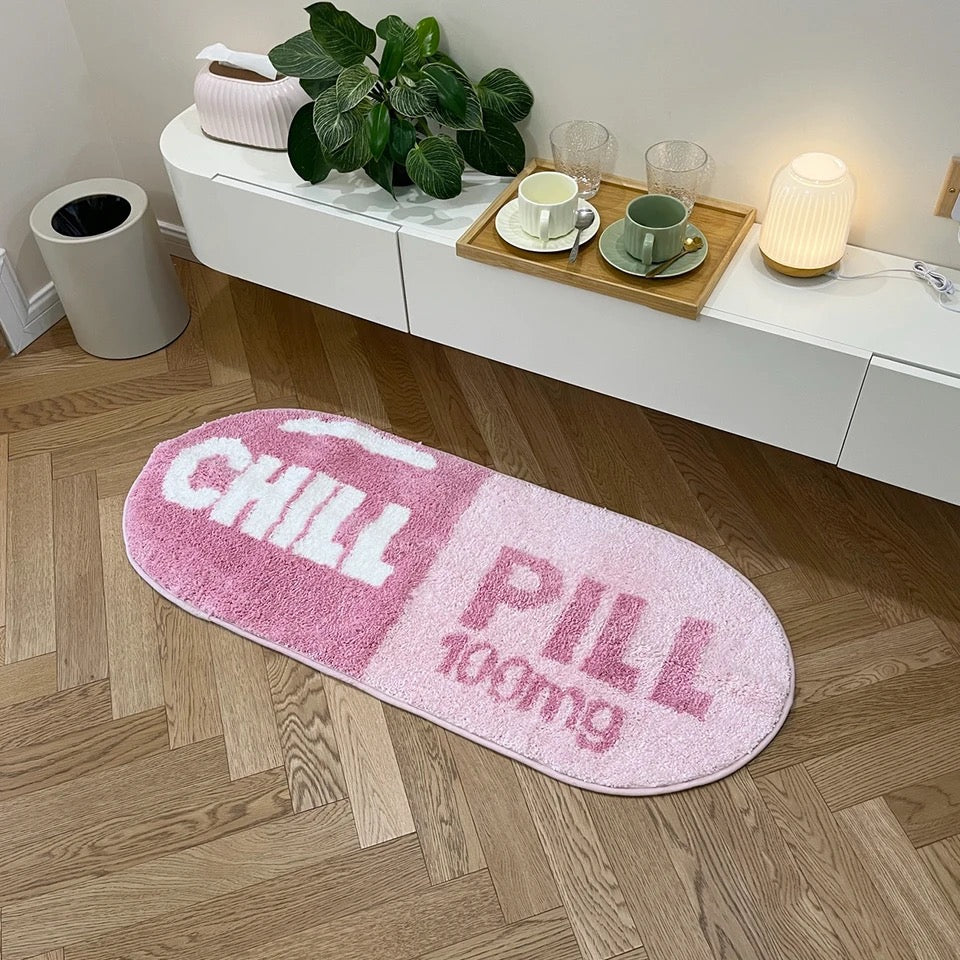 Pink Chill Pill Novelty Custom Anti Slip Rug Maximalist