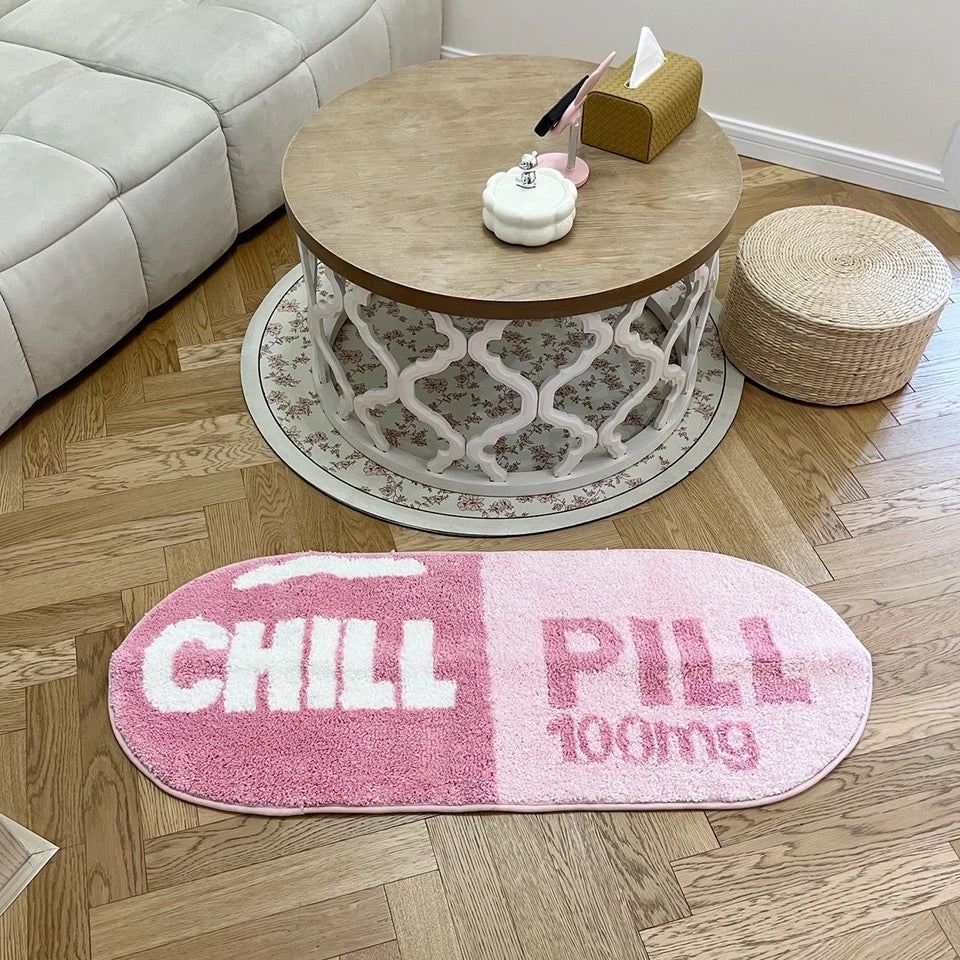 Pink Chill Pill Novelty Custom Anti Slip Rug Maximalist