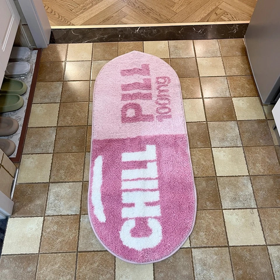Pink Chill Pill Novelty Custom Anti Slip Rug Maximalist