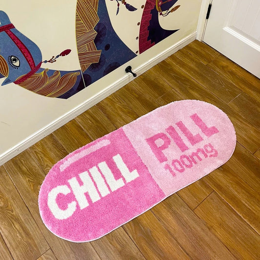 Pink Chill Pill Novelty Custom Anti Slip Rug Maximalist