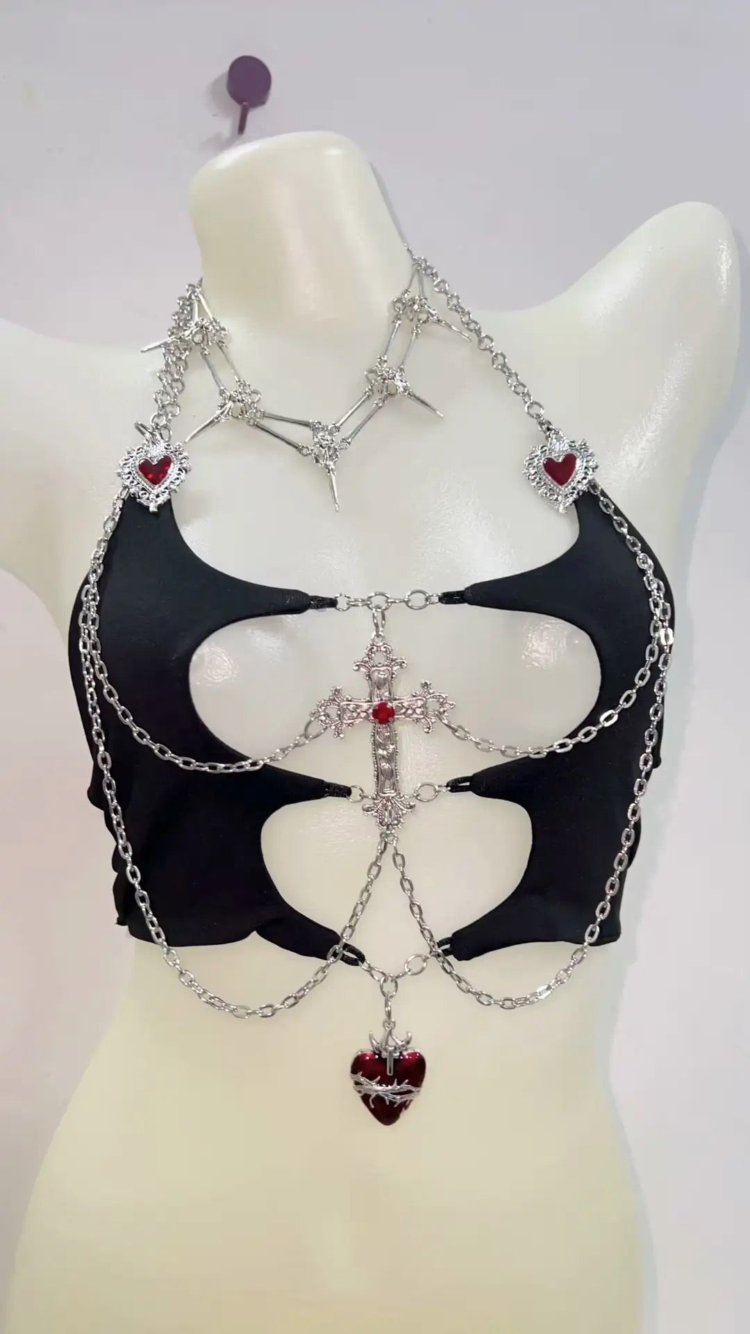 Black Gothic Choker Cut Out Crop Top