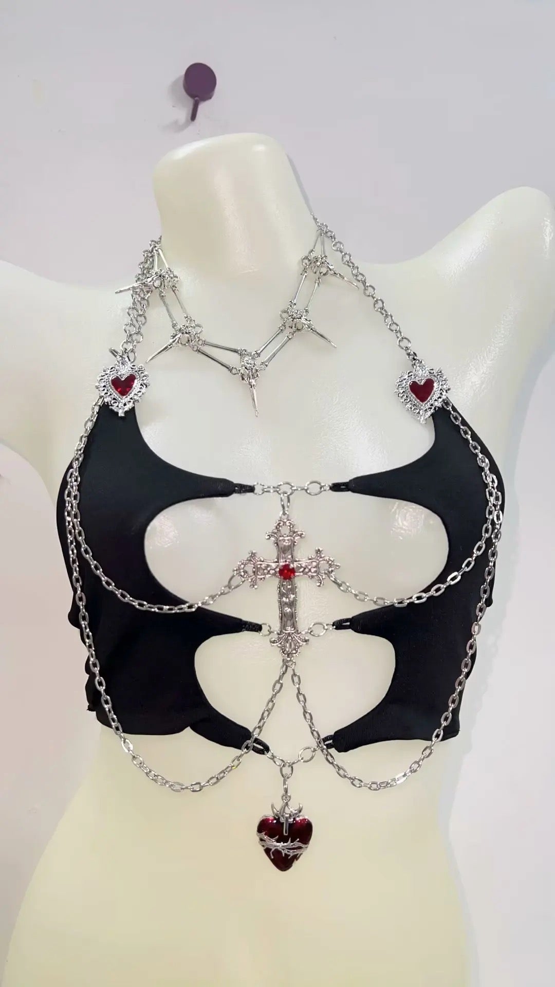 Black Gothic Choker Cut Out Crop Top