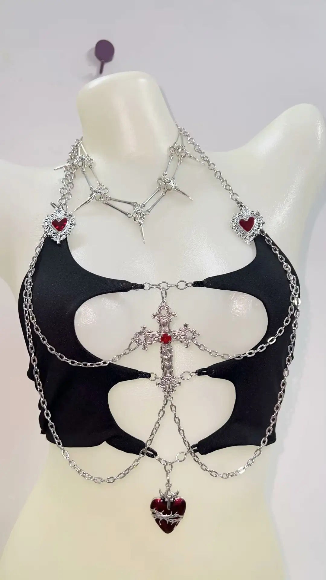 Black Gothic Choker Cut Out Crop Top