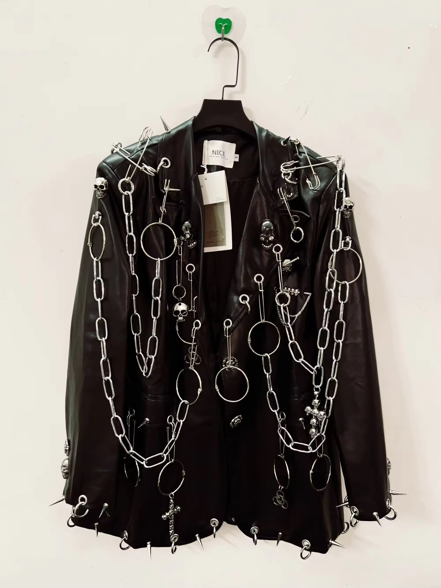 Black Faux Leather Punk Blazer Jacket