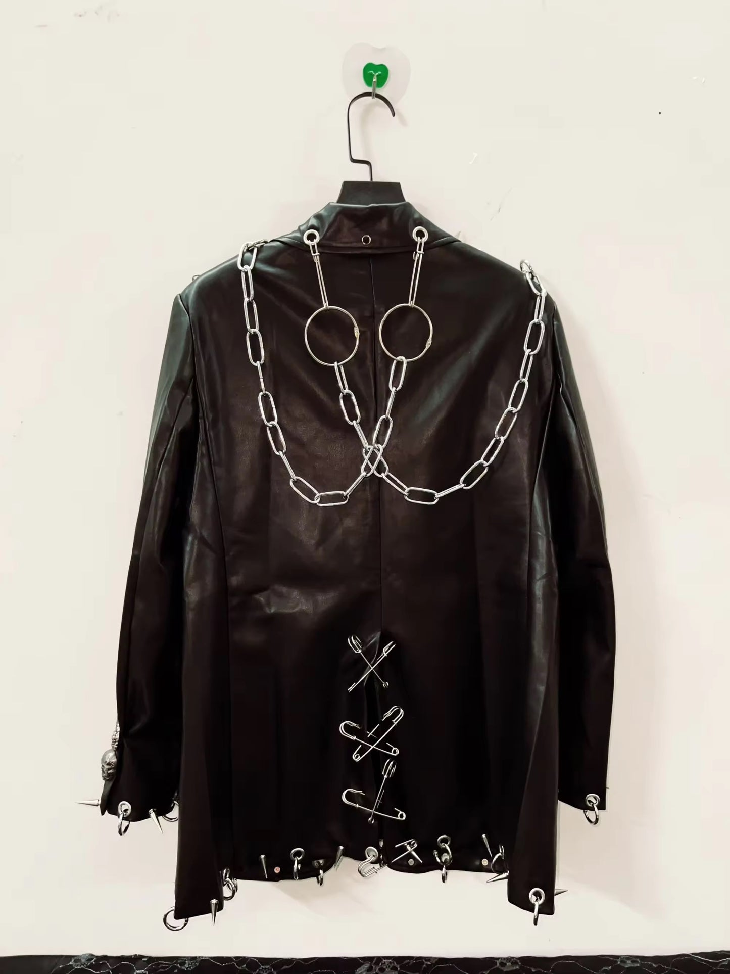 Black Faux Leather Punk Blazer Jacket