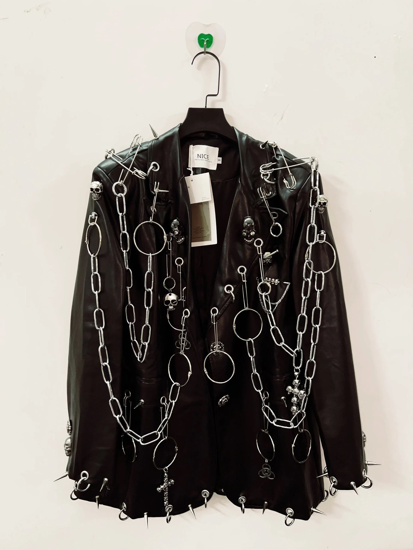 Black Faux Leather Punk Blazer Jacket