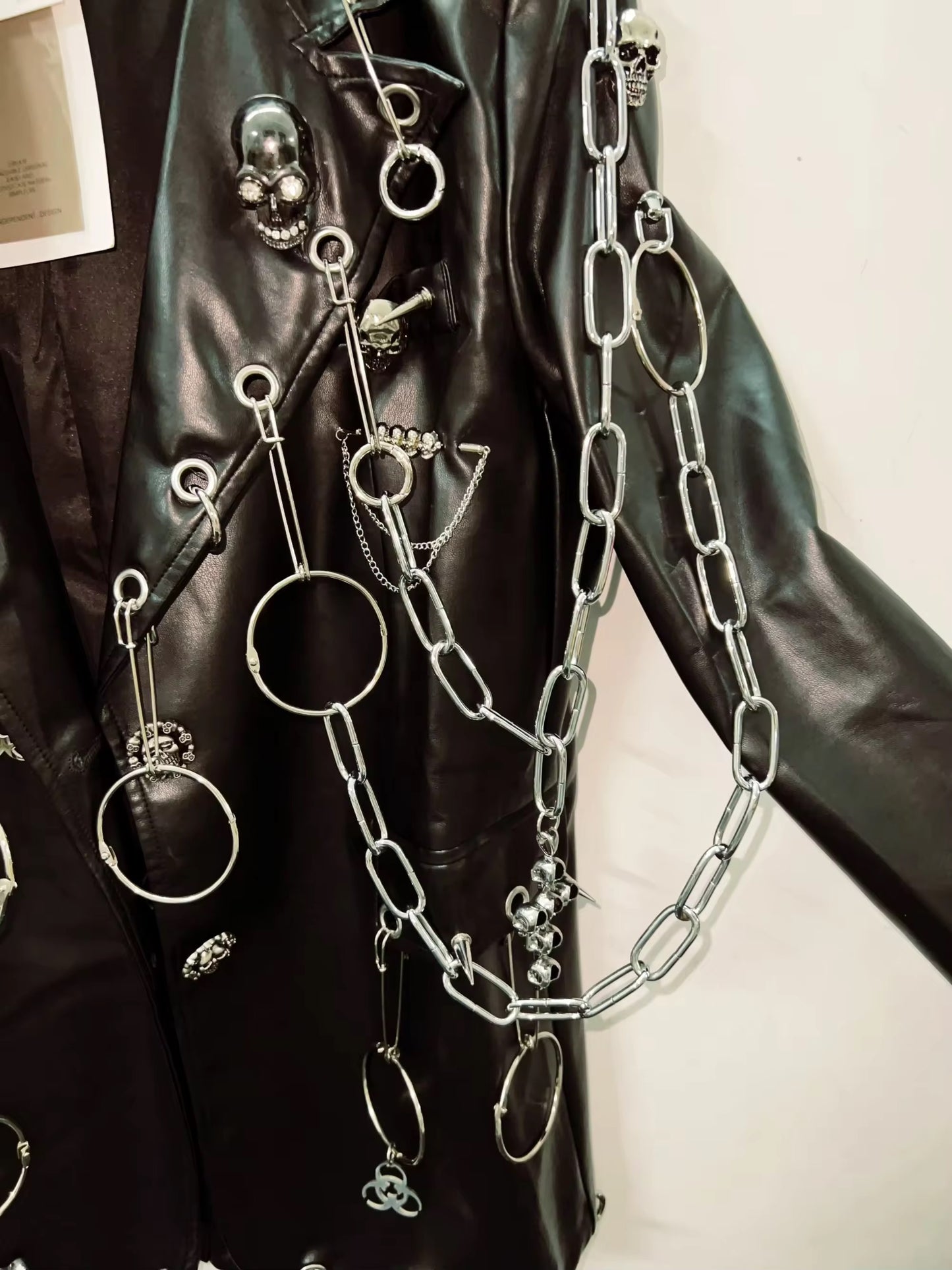 Black Faux Leather Punk Blazer Jacket