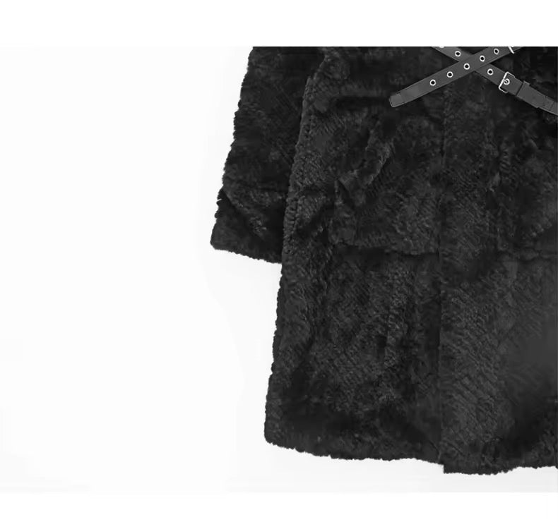 Black Faux Fur Gothic Winter Long Coat