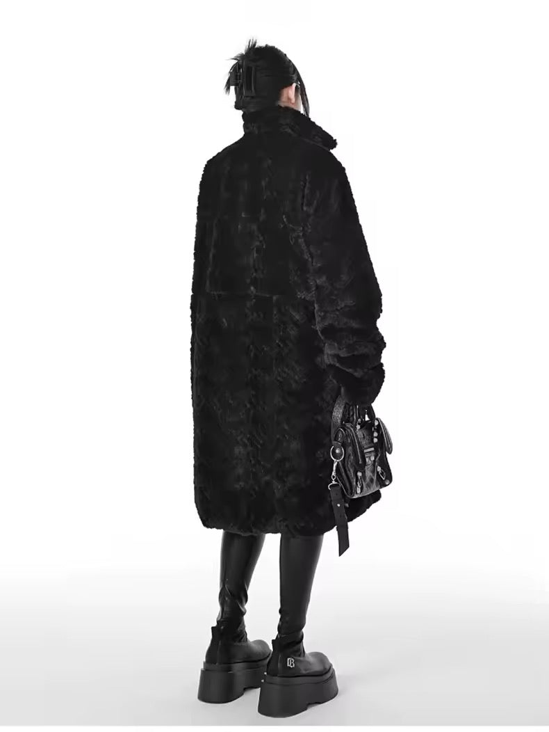 Black Faux Fur Gothic Winter Long Coat