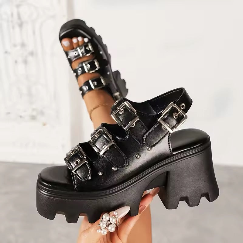 Black Gothic Chunky Platform Sandals