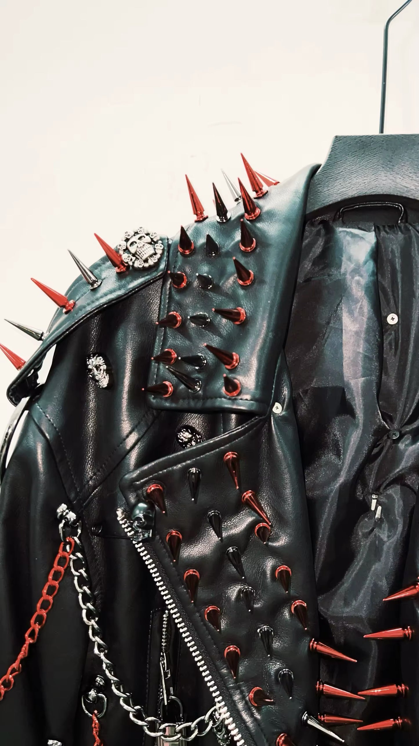 Black Punk Skull Chain Studded Biker Jacket
