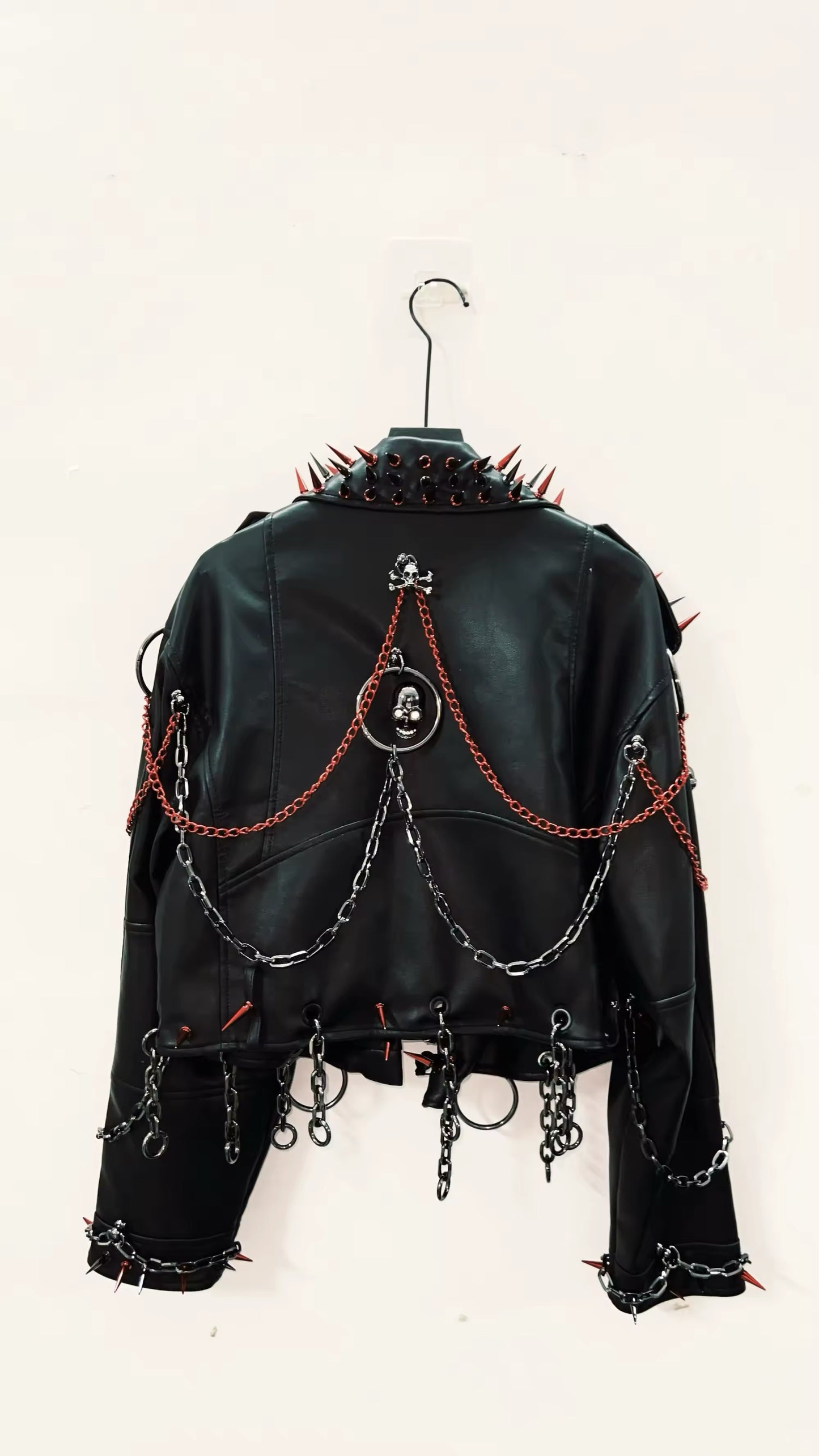 Black Punk Skull Chain Studded Biker Jacket