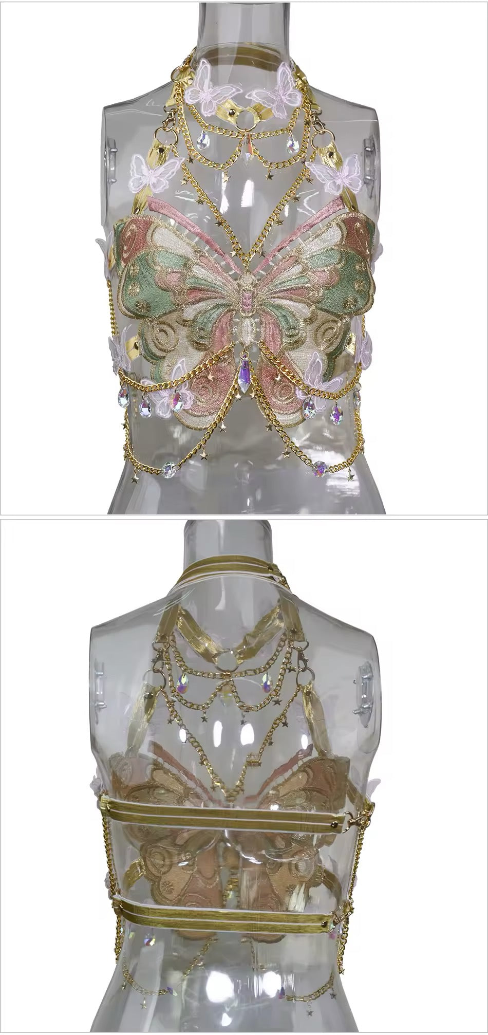 Fairycore Festival Butterfly Chain Choker Crop Top