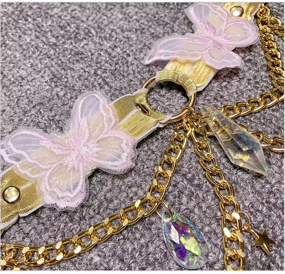Fairycore Festival Butterfly Chain Choker Crop Top
