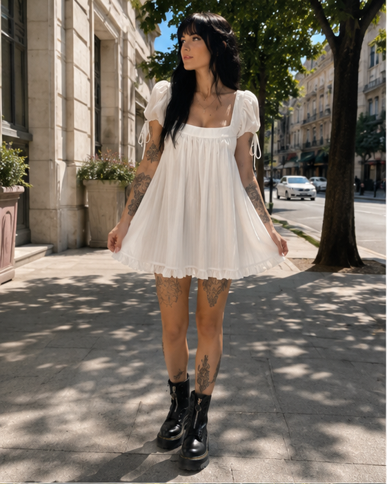 White Babydoll Angel Mini Dress
