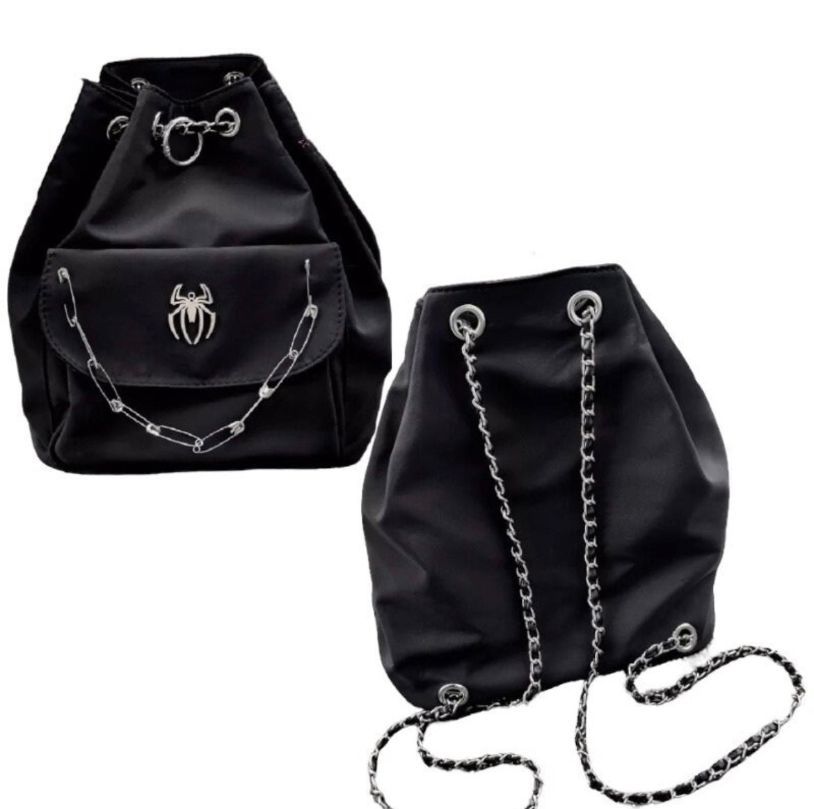 Black Spider Gothic Chain Backpack