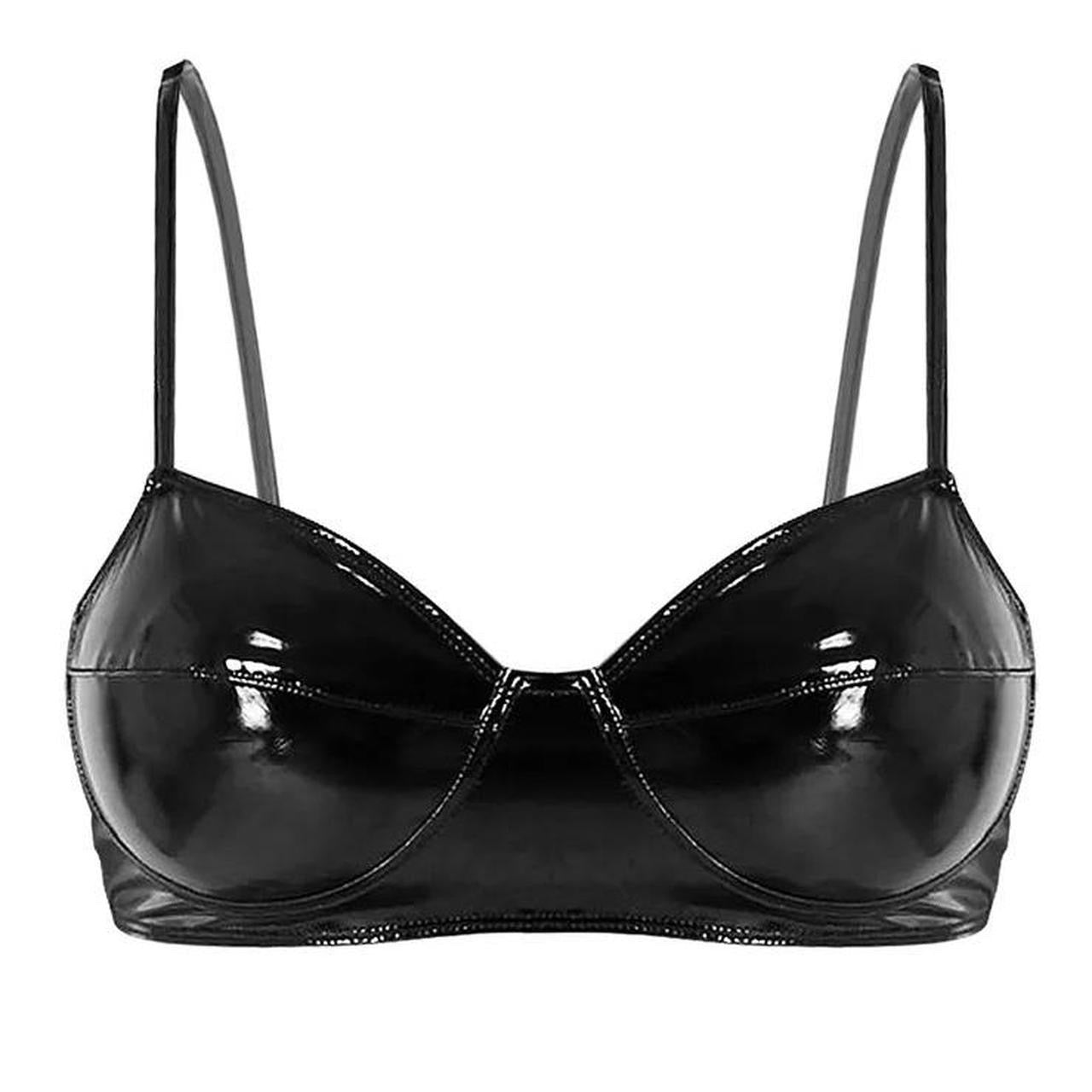 Black PVC Bra Buckle Shorts Techno Set